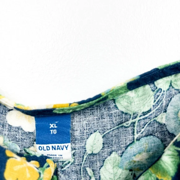 Old Navy Blue & Yellow Floral Tank Top with Ruffled Front - Picture 2 of 10